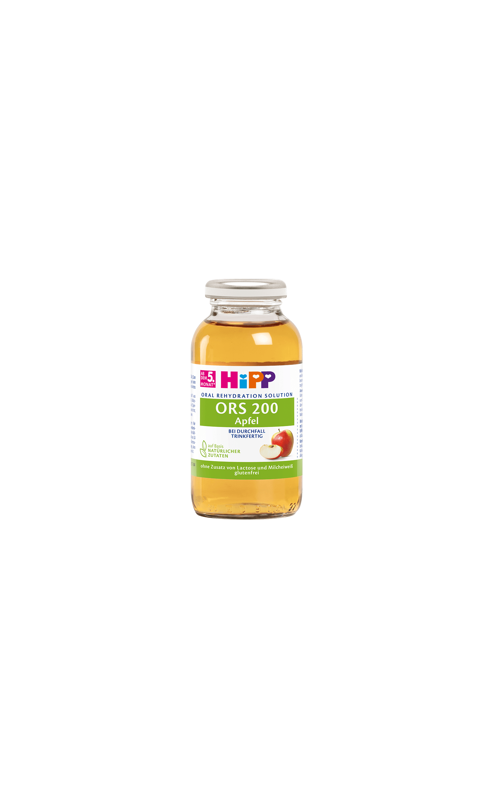 HiPP ORS 200 Apfel, trinkfertige 200 ml Elektrolyt-Lösung im Glas für Babys bei Durchfall