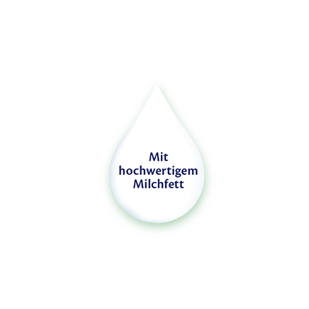 Tropfen-Abbildung mit Text: Mit hochwertigem Milchfett
