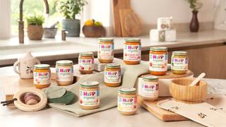 HiPP best-selling jars on a kitchen worktop