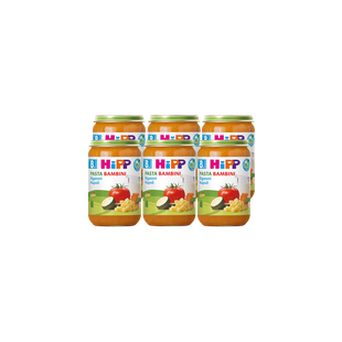 Sechserpack HiPP Pasta Bambini Rigatoni Napoli in 220g-Gläsern für Babys ab 8 Monaten