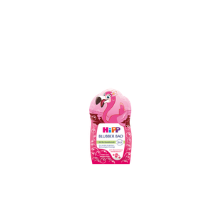 HiPP Blubber Bad mit Bio-Mandelextrakt und Erdbeerduft, 40 ml, in pinker Flamingo-Verpackung