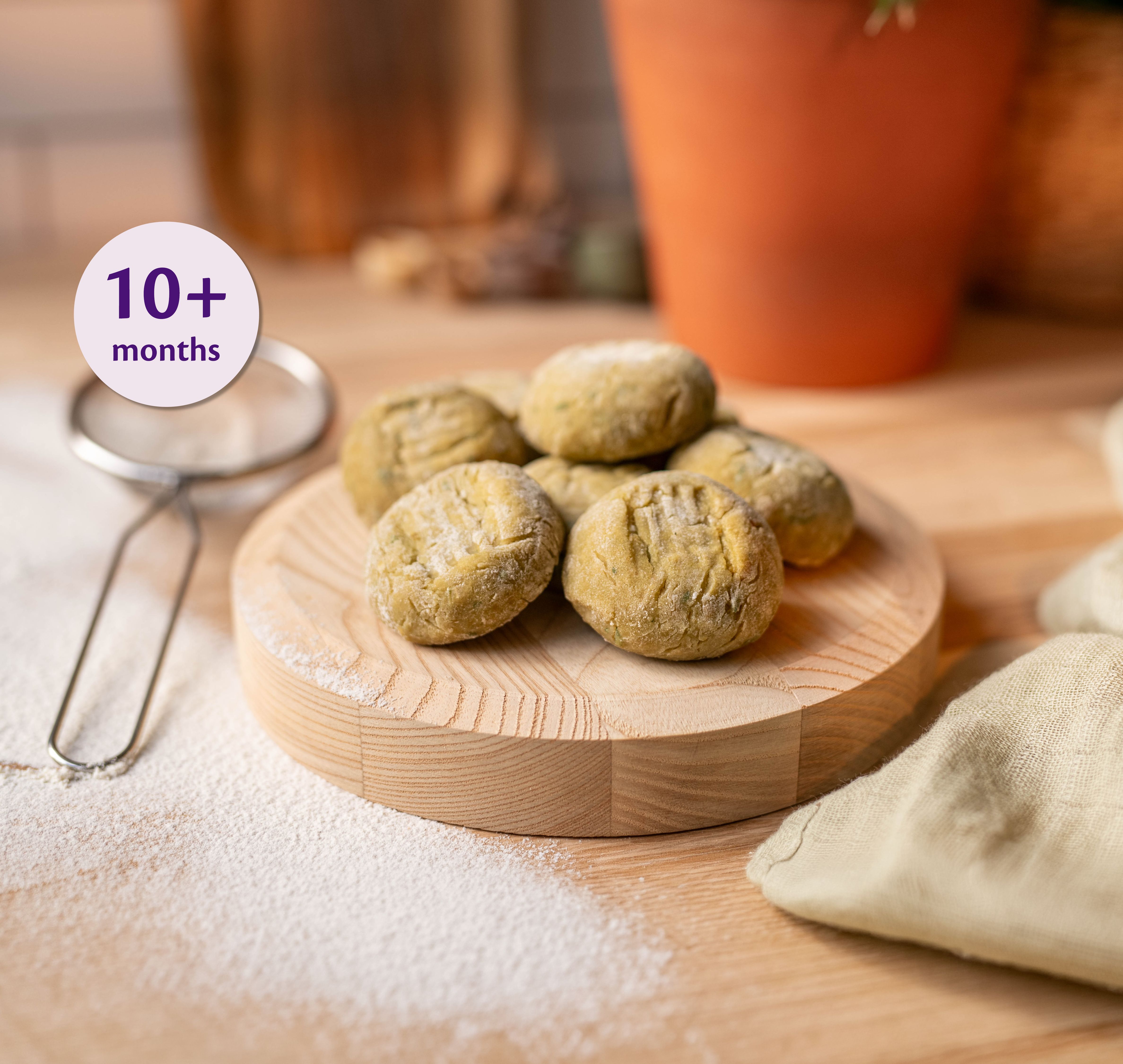 Falafel bites served on a bamboo plates