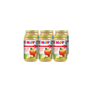 Sechserpack HiPP Apfel mit Bananen Vorteils-Gläser à 250 g für Babys ab dem 5. Monat