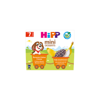 HiPP Mini Desserts Bananen Kakao Creme Packung, Bio-Nachtisch ab 7. Monat ohne Zuckerzusatz, 4x100g Becher