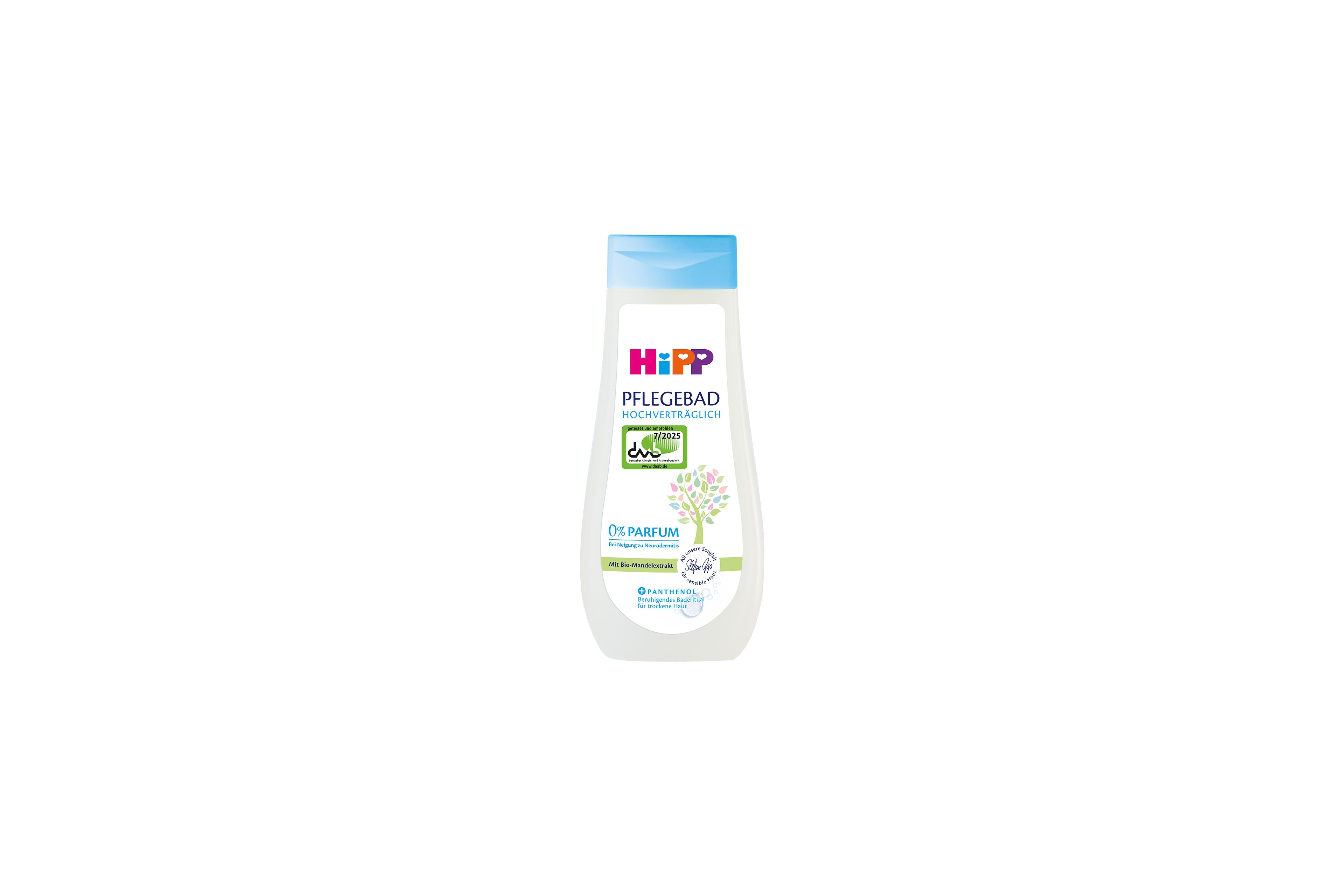 HiPP Pflegebad hochverträglich Flasche mit 0 % Parfum, Panthenol und Bio-Mandelextrakt für sensible, trockene Babyhaut