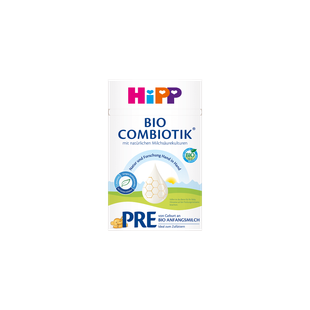 HiPP Bio Combiotik PRE Anfangsmilch 1x600g Packung mit Bio-Siegel und sanftem Design für einen guten Start deines Babys