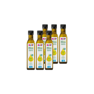 Sechserpack HiPP 100% Bio Rapsöl in 250-ml-Flaschen für die schonende Zubereitung von Babynahrung
