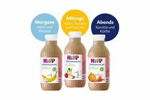Drei HiPP Sondennahrungen mit Störern morgens, mittags und abends