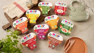 HiPP Organic tray meals on a kitchen worktop