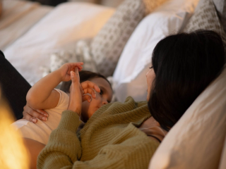 Mum breastfeeding baby
