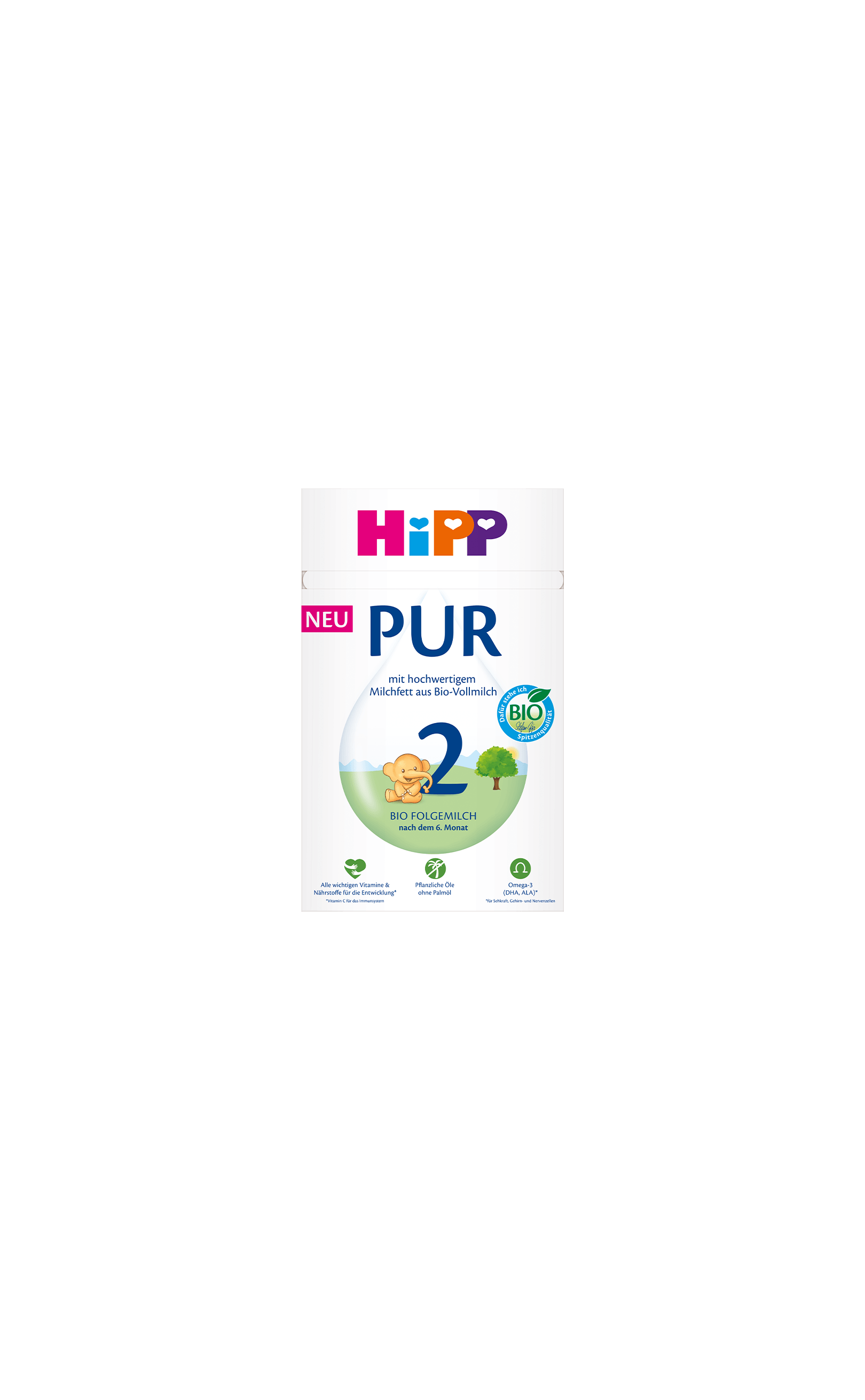 HiPP PUR 2 Bio Folgemilch Packung 1x500g für Babys ab dem 6. Monat