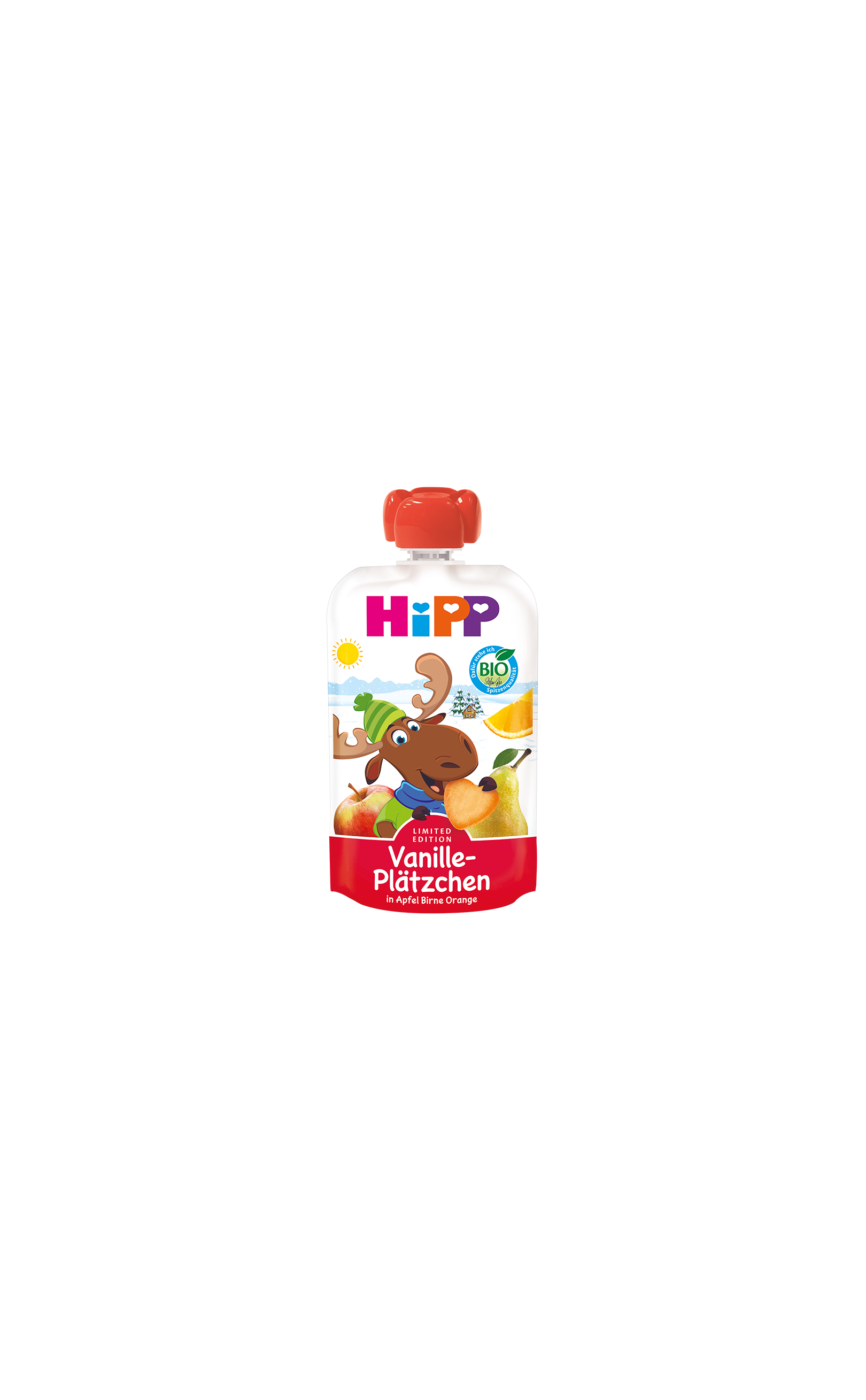 HiPP Bio-Quetschbeutel Vanille-Plätzchen in Apfel, Birne und Orange, Limited Edition