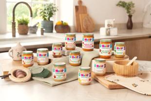 HiPP best-selling jars on a kitchen worktop