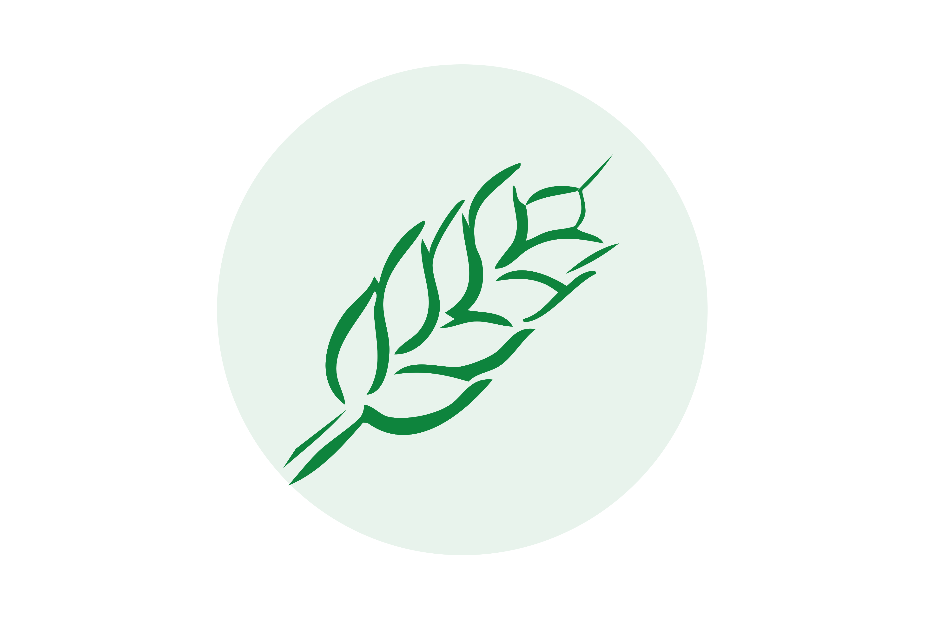 Grünes stilisiertes Ähren-Symbol vor hellem Kreis