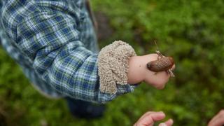 Stefan Hipp and son in a field