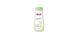 HiPP Babysanft Pflegeöl Sensitiv Flasche mit Bio-Mandelöl für zarte, sensible Babyhaut auf weißem Hintergrund