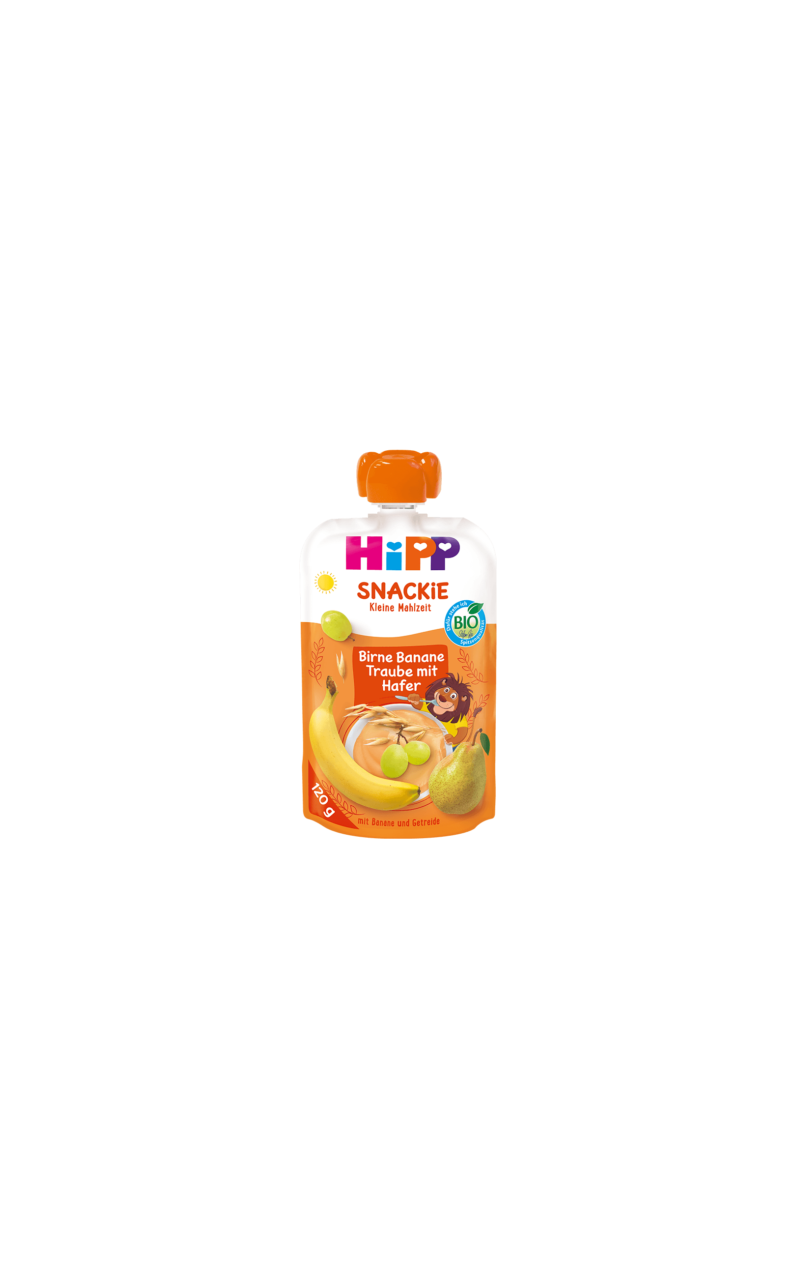 HiPP Snackie Quetschbeutel Birne Banane Traube mit Hafer, Bio-Frucht-Getreide-Snack ab 1 Jahr