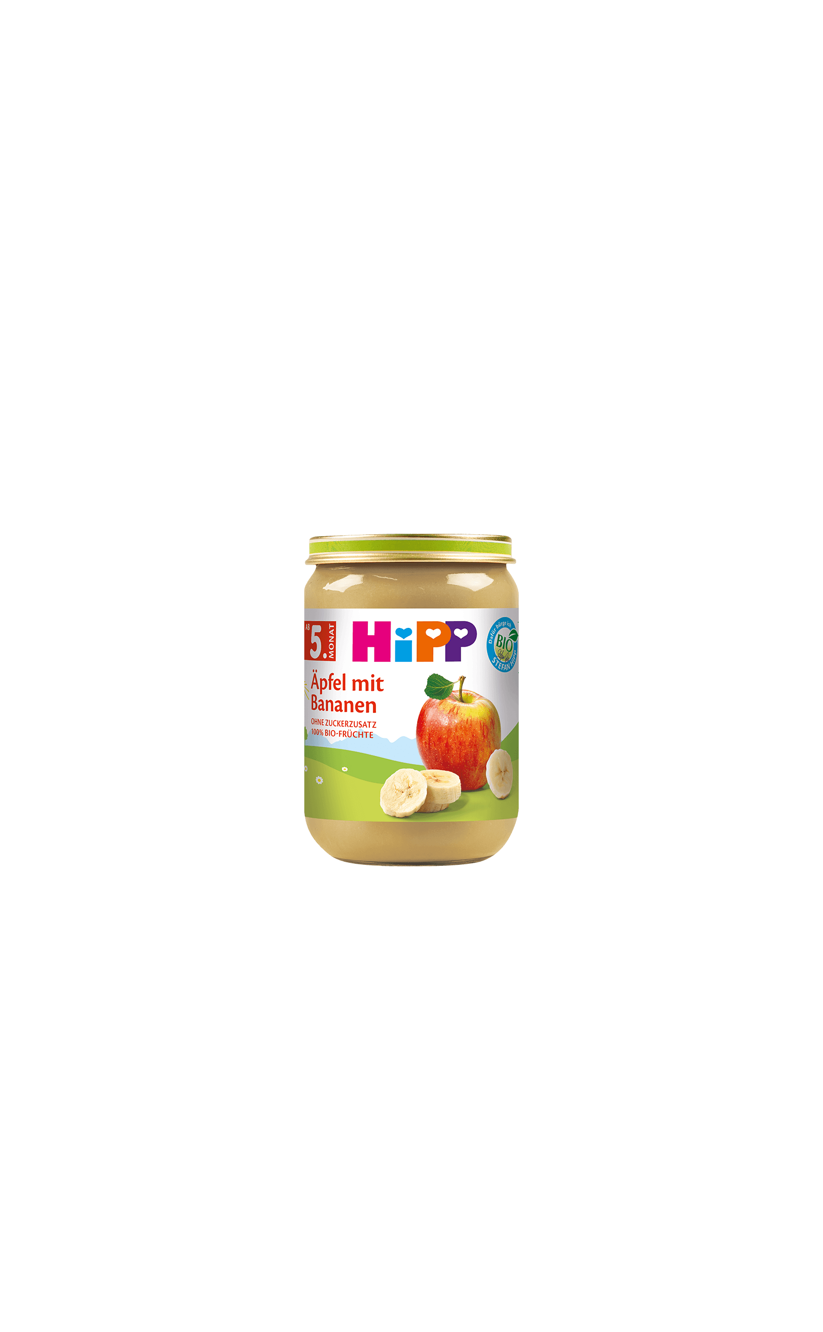 HiPP Bio Babygläschen Äpfel mit Bananen 190g, Fruchtpüree ab 5. Monat ohne Zuckerzusatz