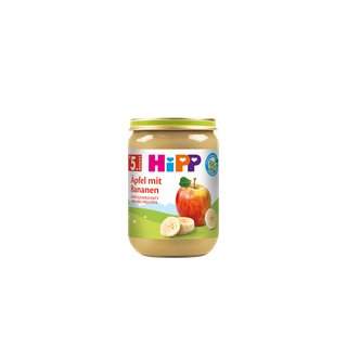 HiPP Bio Babygläschen Äpfel mit Bananen 190g, Fruchtpüree ab 5. Monat ohne Zuckerzusatz