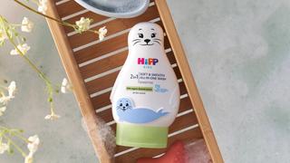 HiPP Kids Soft and Smooth All-In-One Seal Body Wash on a bath shelf
