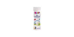 HiPP 1 Bio Combiotik Anfangsmilch, trinkfertige 200 ml Flasche auf weißem Hintergrund