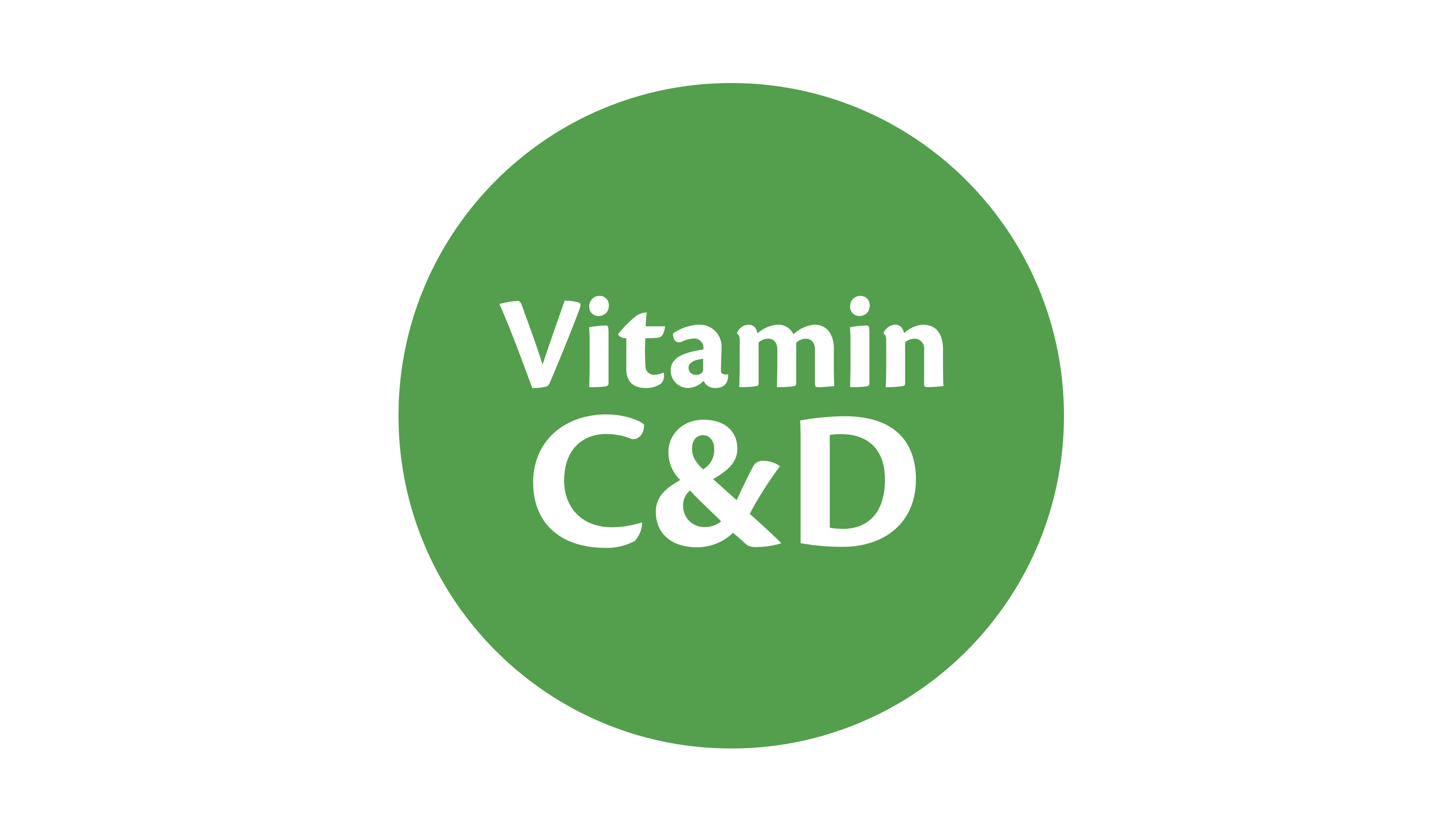 Grüner Kreis mit weißer Schrift 'Vitamin C&D'