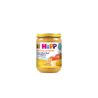 HiPP Feiner Obst-Brei mit Vollkorn im 190g Bio-Gläschen, Frucht-Getreide-Brei ab 6. Monat