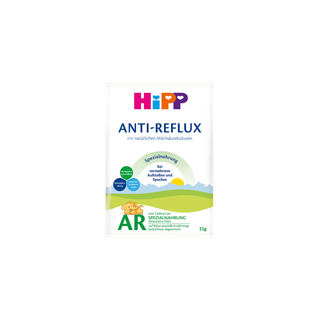 HiPP Anti-Reflux Spezialnahrung im weiß-grünen Portionsbeutel, 22 g, von Geburt an.