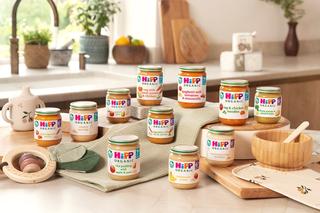 Selection of HiPP Organic jars on a bright and clean kitchen worktop