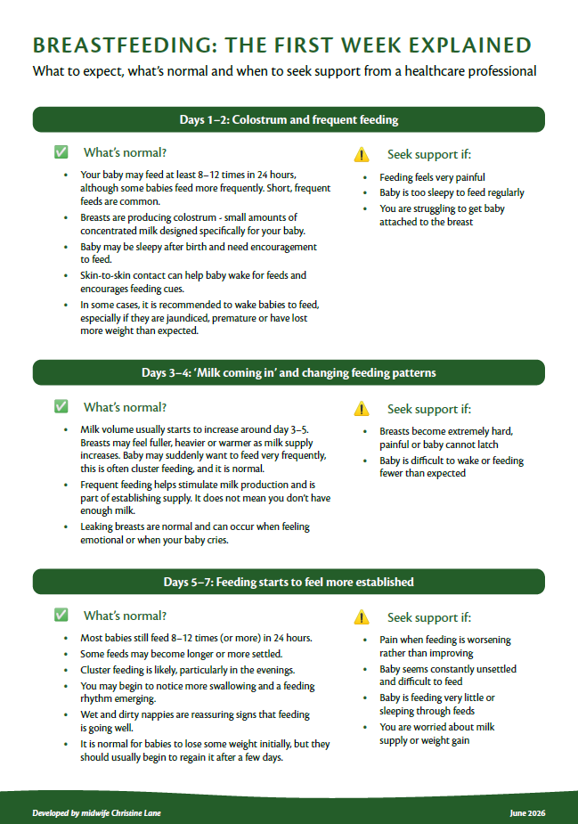 HiPP Organic Breastfeeding The First Week Explained Guide for HCPs to give to Parents