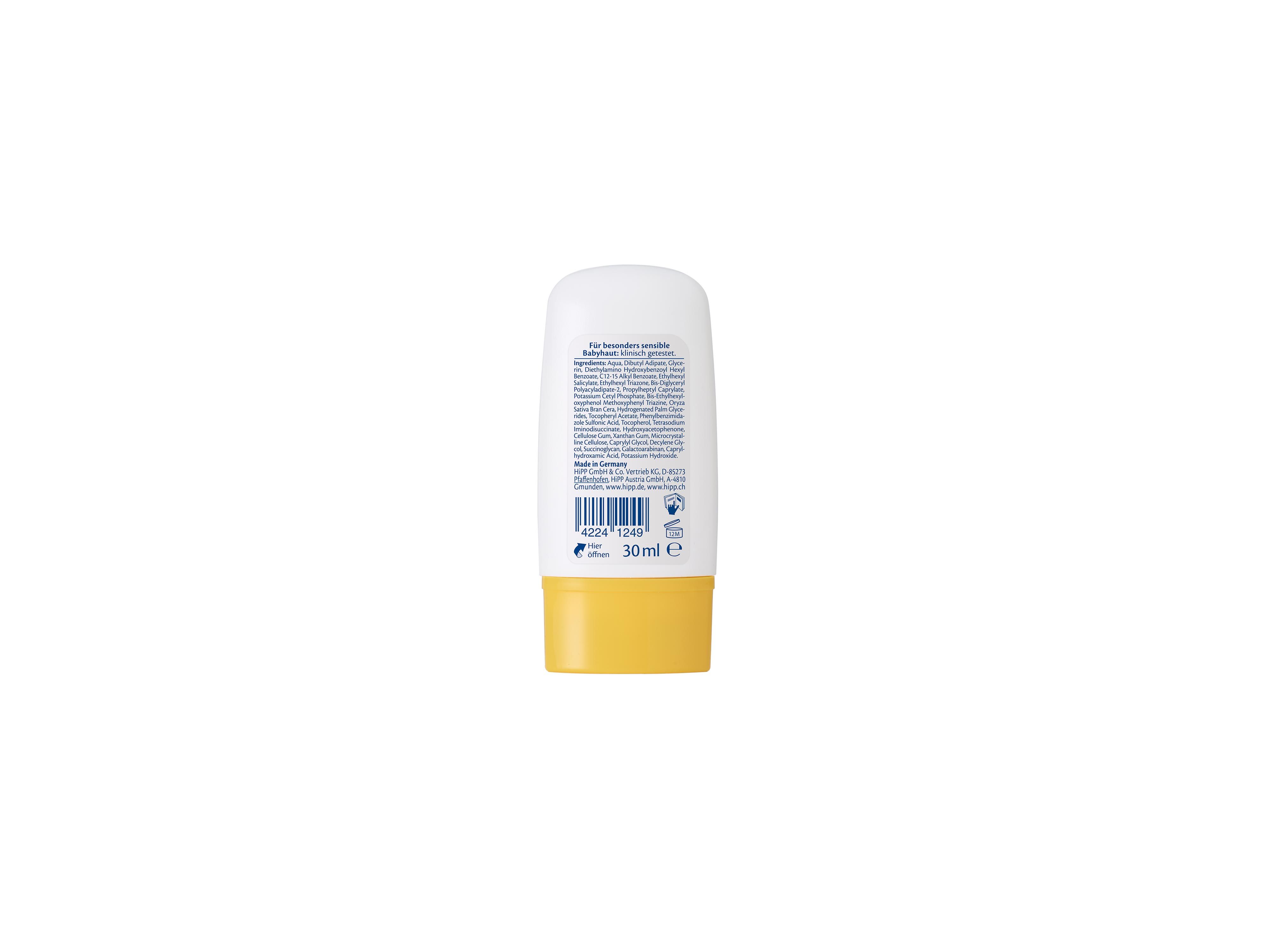 Rückseite einer weißen Plastikflasche mit gelbem Verschluss und kleinem Textblock