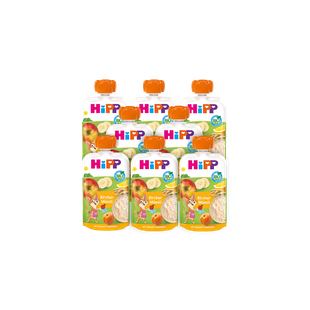 8er-Pack HiPP Bio Quetschbeutel Bircher Müsli mit Apfel und Banane für unterwegs