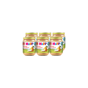 Sechserpack HiPP Williams-Christ-Birne Babygläschen à 125 g, mildes Obstpüree für die schonende Beikosteinführung