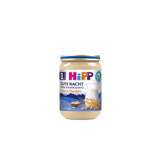 HiPP Gute Nacht 3-Korn Flocken Bio-Abendbrei im Glas für Babys ab 8 Monaten, ohne Zuckerzusatz