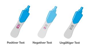 Ein blau-weißes Objekt mit einem rosafarbenen, rechteckigen Abschnitt, bei dem es sich um einen Schwangerschaftstest handelt.