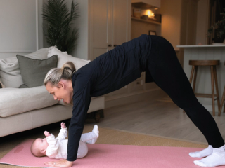 Woman in yoga position
