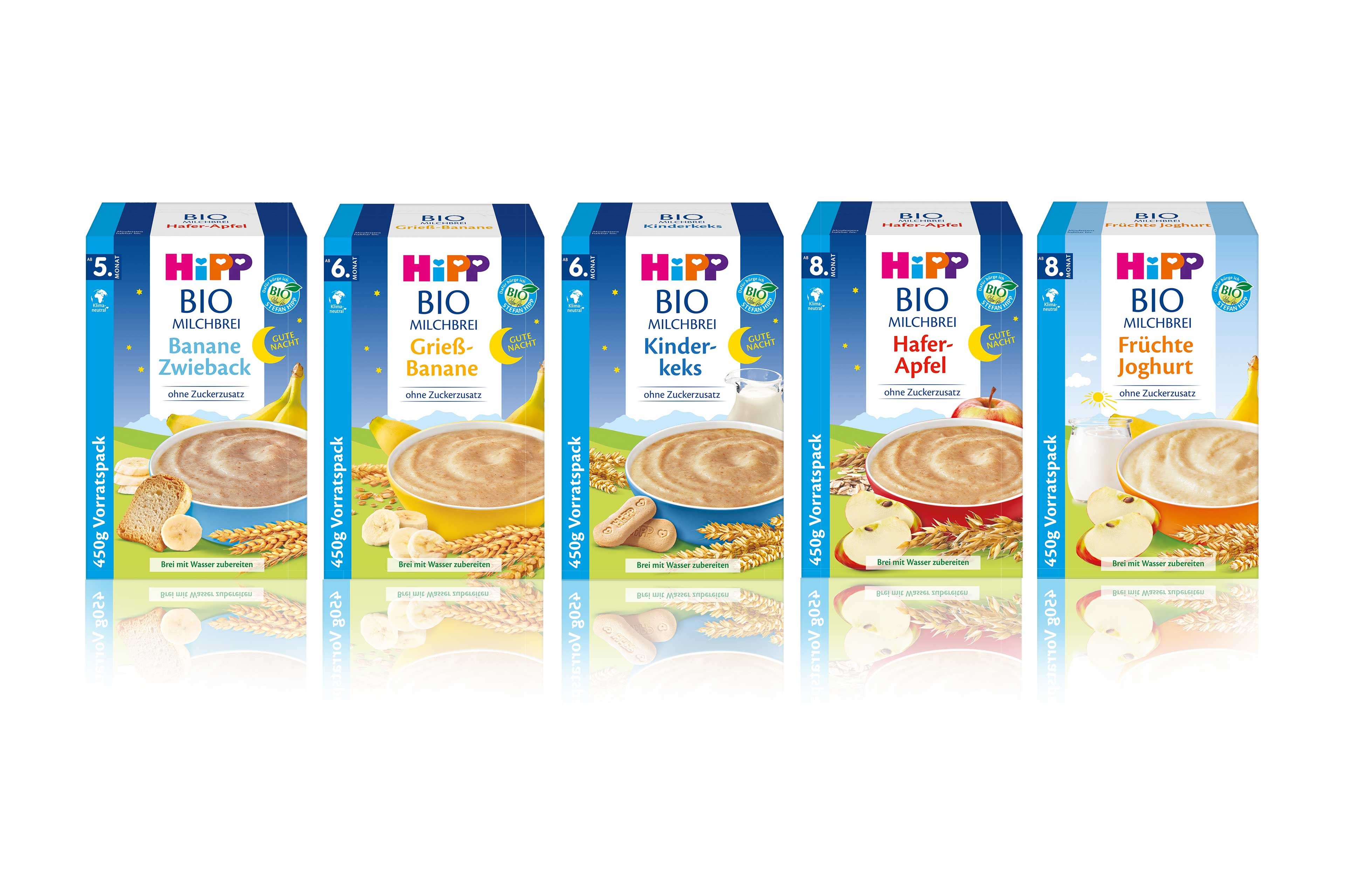 Kollektion der HiPP Bio Milchbrei