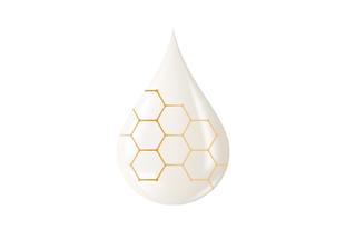 Heller Tropfen Palmöl mit goldenen Hexagonen, symbolisiert wertvolle Fettsäuren in HiPP Bio-Milchnahrung.