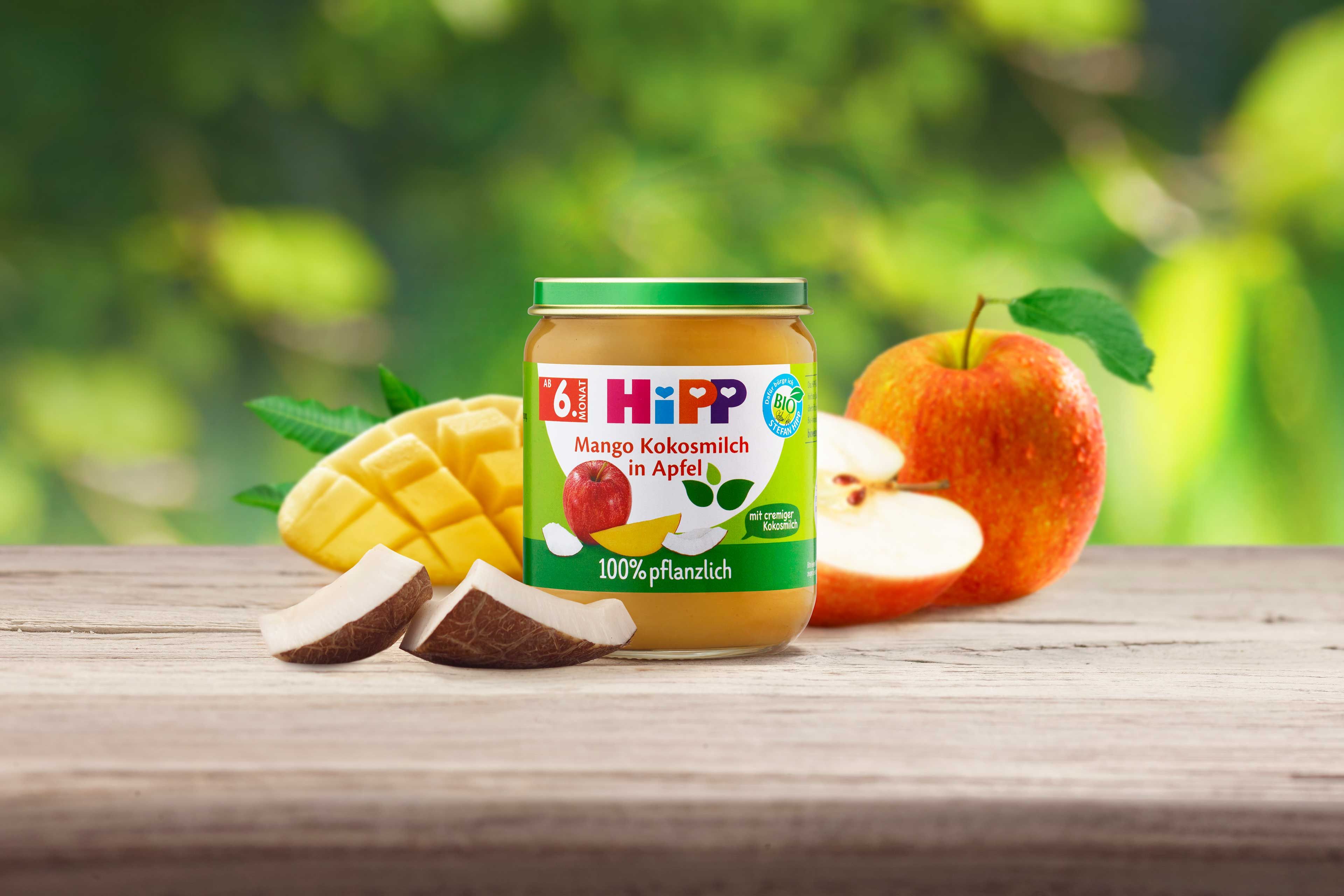 HiPP Gläschen Mango Kokosmilch in Apfel 100% pflanzlich