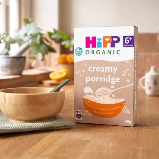 HiPP Organic Creamy Porridge on a kitchen worktop