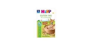 HiPP Guten Tag Bio Getreidebrei 5-Korn Packung mit Schüssel Vollkornbrei und Getreideähren, ab 5. Monat, ohne Zuckerzusatz
