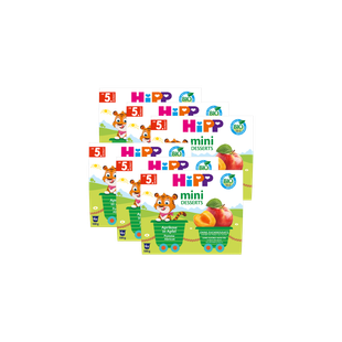 6er-Pack HiPP Bio Mini Desserts Aprikose in Apfel, ab 5 Monaten, ohne Zuckerzusatz