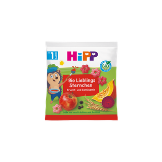 HiPP Bio Lieblings Sternchen Snackpackung mit Frucht-Gemüse-Sternchen, Apfel, Kürbis und Beere, geeignet ab 1 Jahr