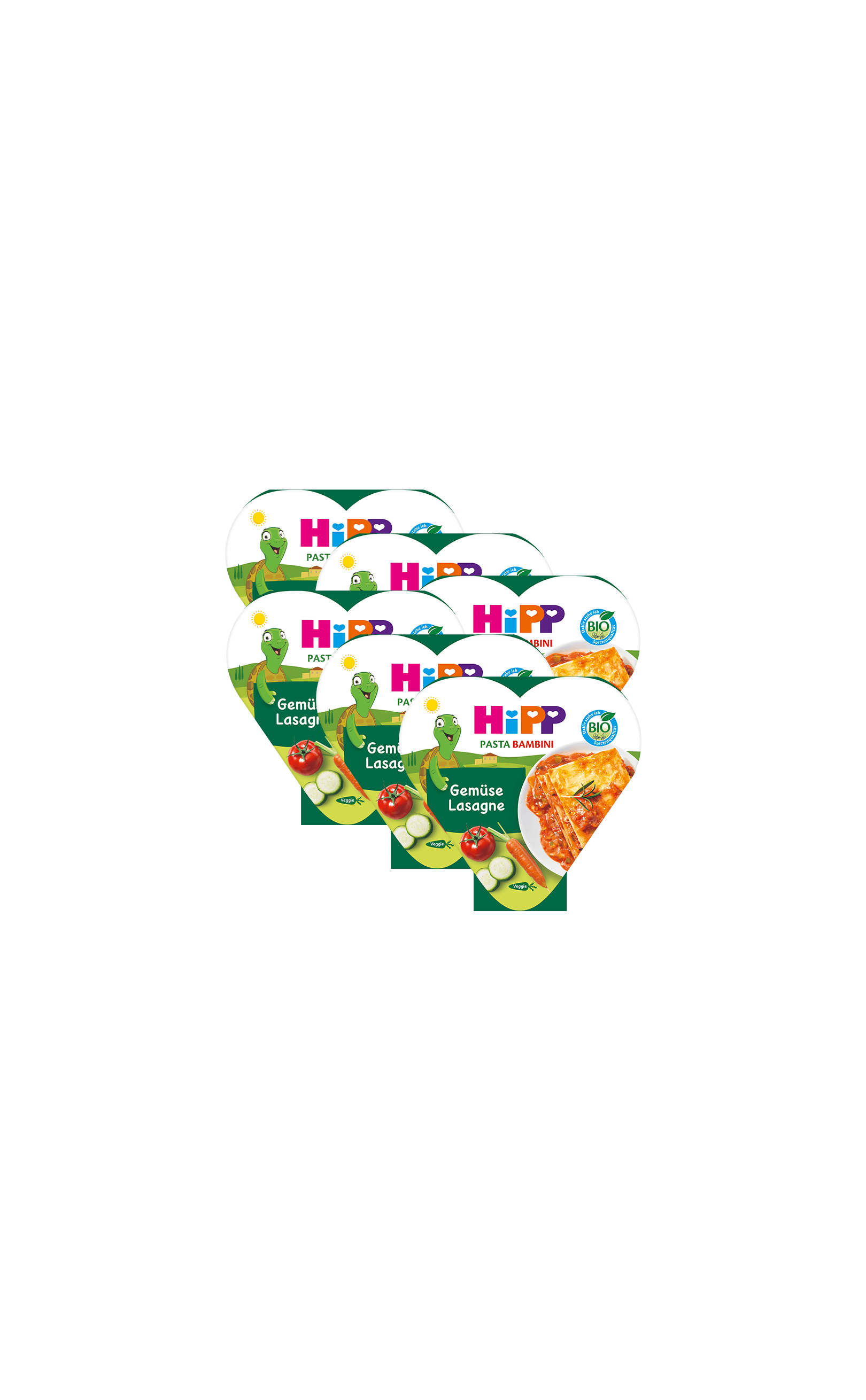 6er-Pack HiPP Pasta Bambini Gemüse-Lasagne Schalen für eine schnelle, kindgerechte Bio-Mahlzeit