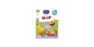 HiPP Bio Quetschie Birne Pflaume mit Vollkorn, 4×90g, ab 6. Monat, mit Ballaststoffen aus Vollkorngetreide