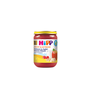 HiPP Bio-Glas Himbeere in Apfel-Bananen-Müesli ab 8 Monaten