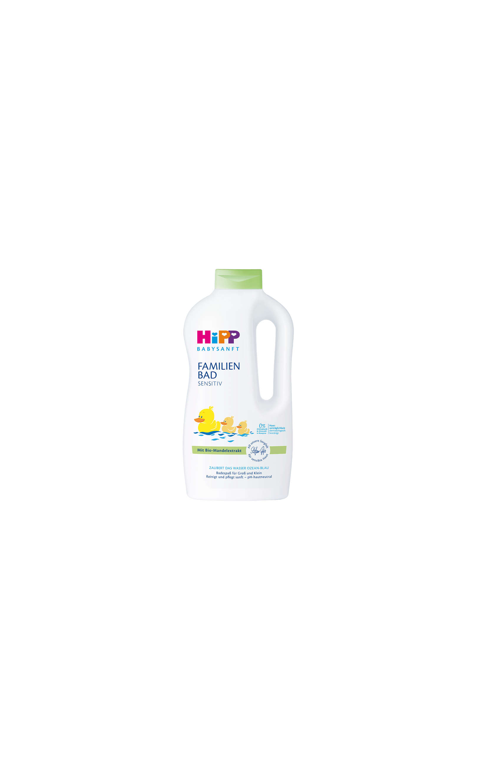HiPP Babysanft Familienbad Sensitiv 1000ml Flasche mit Entenmotiv für sanftes, hautfreundliches Familien-Badeerlebnis