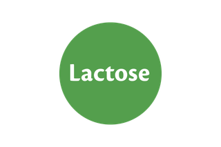 Grüner Kreis mit weißer Schrift 'Lactose'