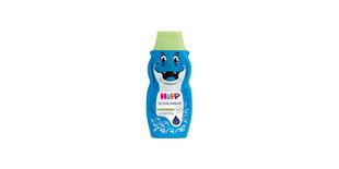 HiPP Schaumbad in blauer Nilpferd-Flasche mit grünem Verschluss