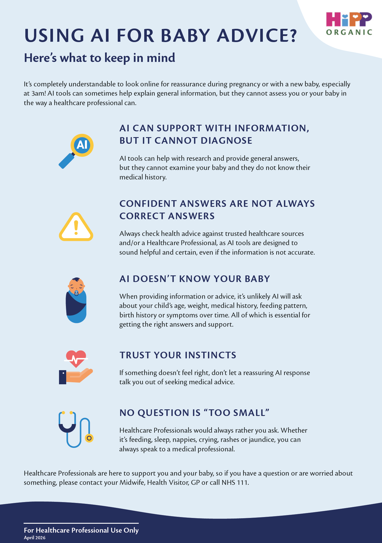 Using AI for baby advice - HiPP Organic HCP Poster